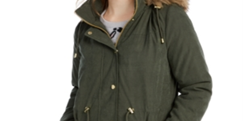 Celebrity Pink Women's Winter Faux Fur Parka Coat Green Size X-Large