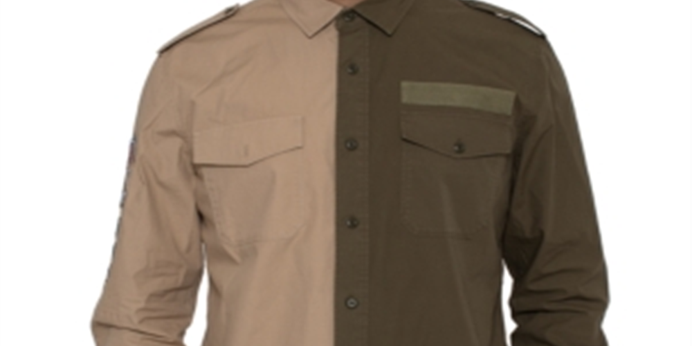 Sean John Men's Two-Tone Twill Shirt - Cornstalk Brown Size 3XL