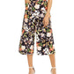 INC International Concepts Women's Pocketed Floral Wide Leg Pants Black Size 14
