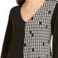 Alfani Women's Patterned 3/4 Sleeve V Neck Top Black Size Large