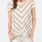 INC International Concepts Women's Metallic Stripe Tie Front Top White Size Petite S