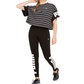 Puma Women's Rebel Cotton Striped T-Shirt Black Size Medium