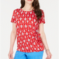 Style & Co Women's Short Sleeve Top Red Size Medium