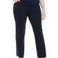 Alfani Women's Tummy Control Faux Leather Trim Trousers Blue Size Petite Small