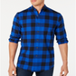Club Room Men's Button Down Plaid Casual Shirt Blue Size Medium