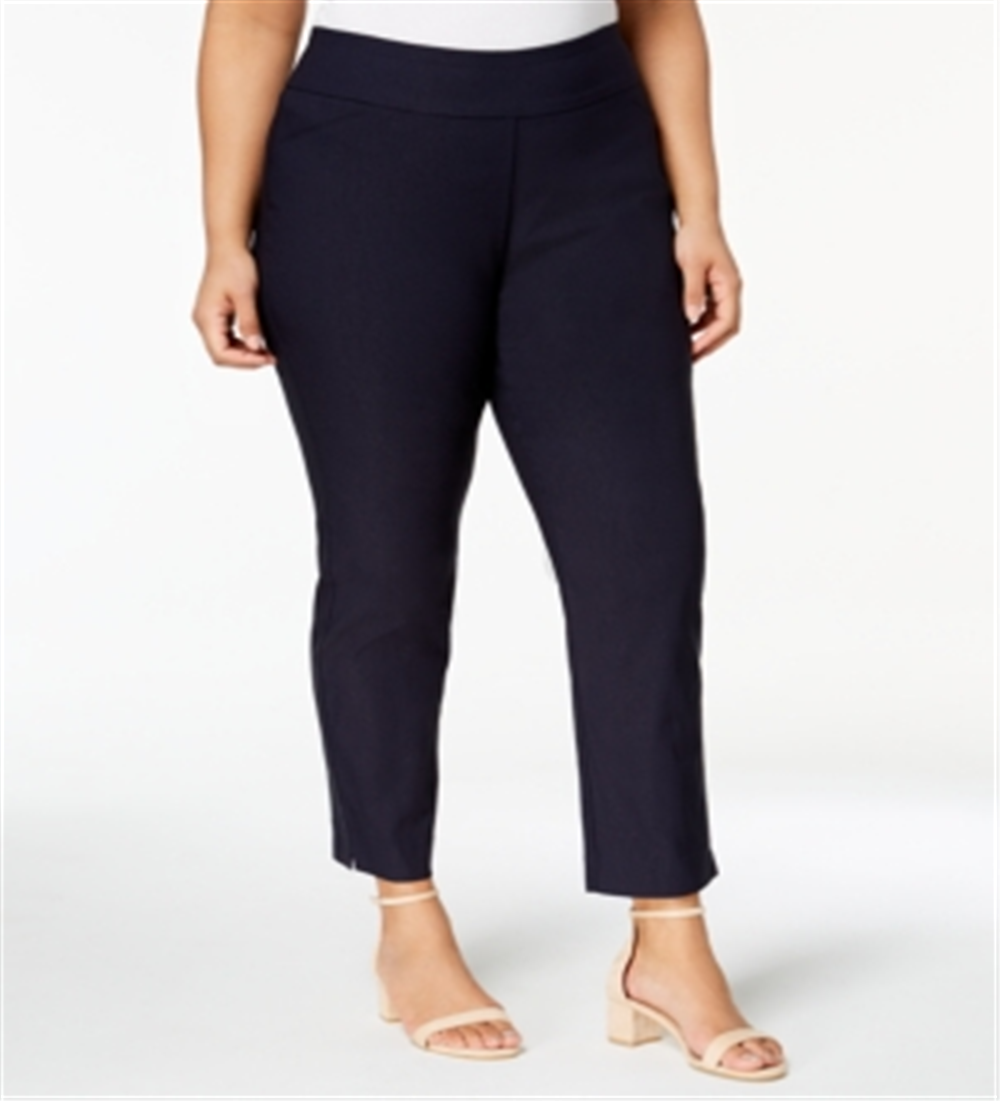 Charter Club Women's Cambridge Tummy Control Pull on Pants Blue Size 18W