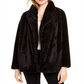 Calvin Klein Women's Fleece Open Front Car Coat Black Size Medium
