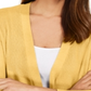 JM Collection Women's Mixed Ribbed Split Sleeve Cardigan Yellow Size Small