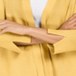 JM Collection Women's Mixed Ribbed Split Sleeve Cardigan Yellow Size Small