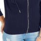 Tommy Hilfiger Women's Cotton Cable Knit Varsity Hoodie Blue Size M