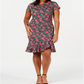 Betsey Johnson Women's Plus Flounce Hem Sheath Dress Pink Size 18W