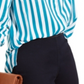 INC International Concepts Women's Striped Button Down Shirt Blue Size Large