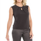 Kasper Women's Printed Keyhole Top Brown Size Large