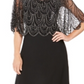 Jkara Womens Black Embellished Short Sleeve V Neck Maxi Evening Sheath Dress 6
