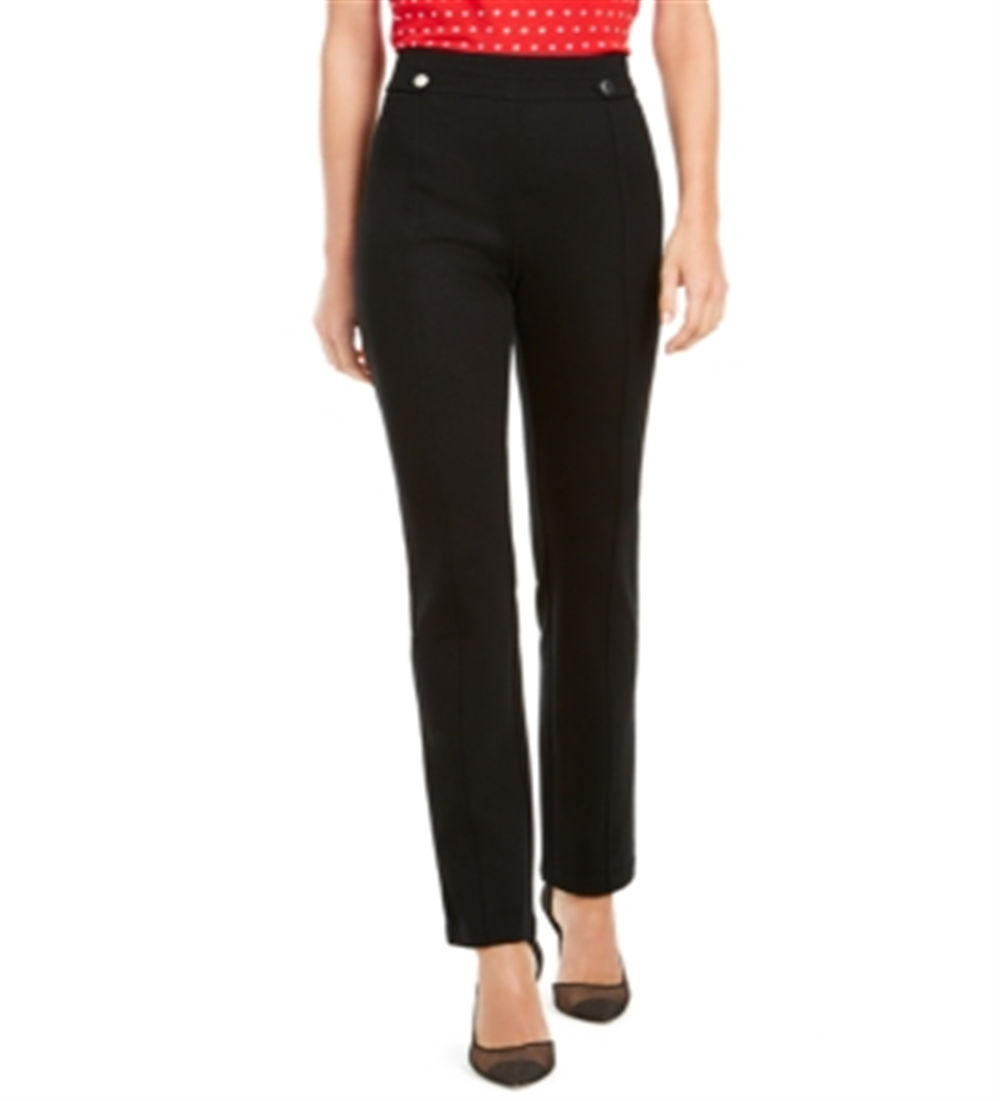 INC International Concepts Women's Curvy Straight Leg Pants Black Size12