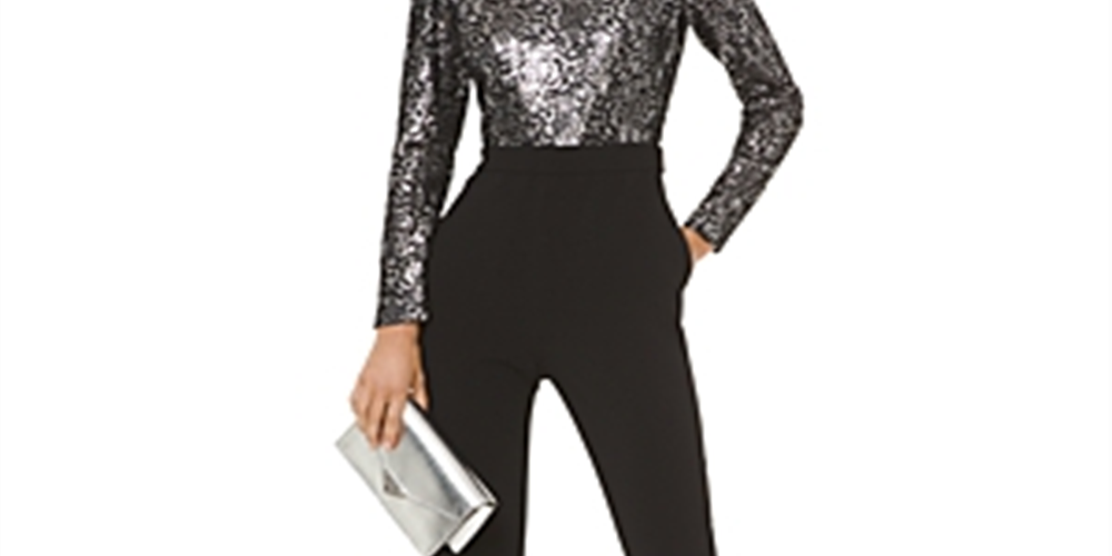 Michael Kors Women's Jumpsuit Sequined Sheer Gray Size 6