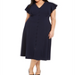 Calvin Klein Women's Plus Button Trim a Line Dress Blue Size 16 W
