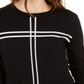 Alfani Women's Printed Long Sleeve Crew Neck Top Black Size Petite Small