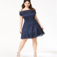 Morgan & Company Women's Trendy Plus Lace Fit & Flare Dress Blue Size 22W