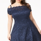 Morgan & Company Women's Trendy Plus Lace Fit & Flare Dress Blue Size 22W