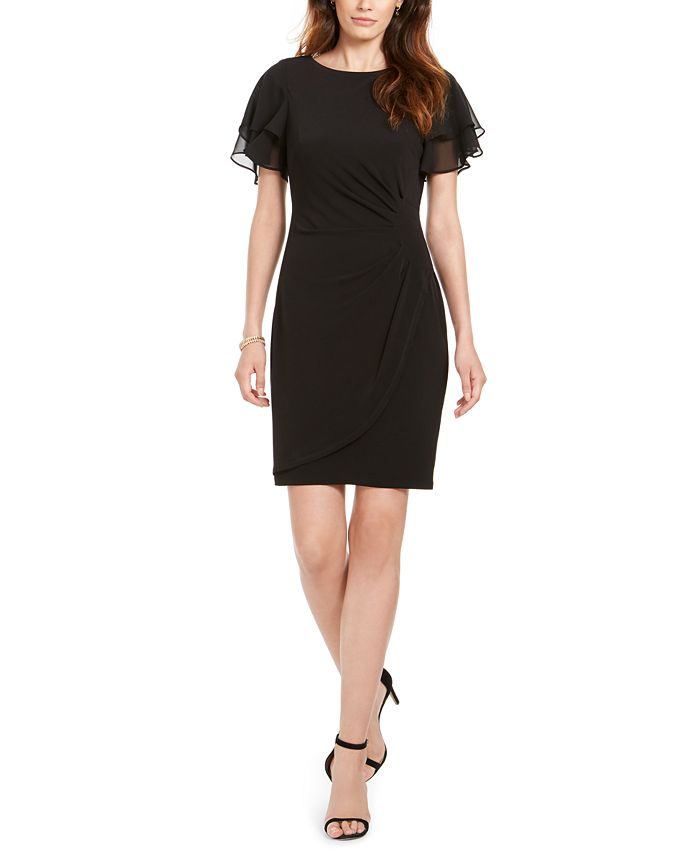 Jessica Howard Women's Flutter Sleeve Dress Black Size 6 Petite