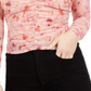 Bar III Women's Sheer Floral Long Sleeve Jewel Neck Top Pink Size X-Large