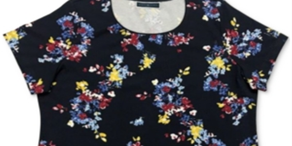 Karen Scott Women's Printed Scoop Neck Top Blue Size Medium