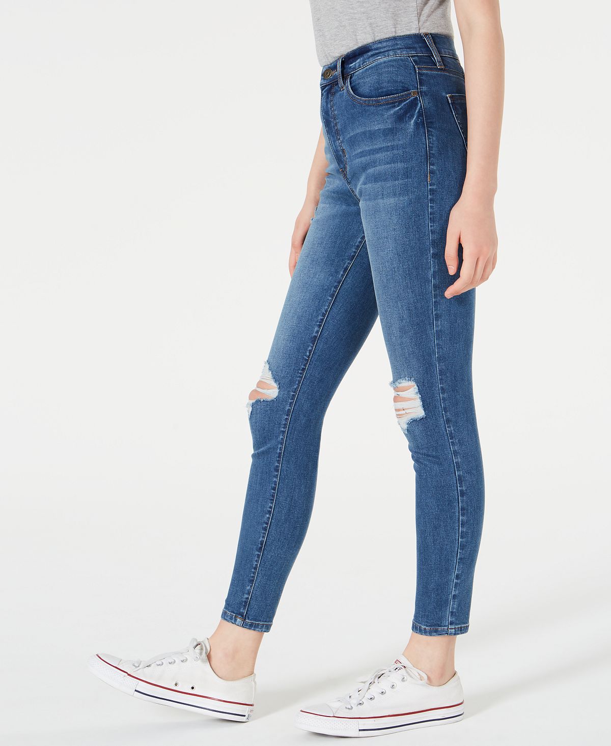 Celebrity Pink Women's Curvy High Rise Destructed Ankle Skinny Jeans Blue Size 9
