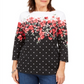 Karen Scott Women's Emily Printed Boat Neck Top Black Size X-Small
