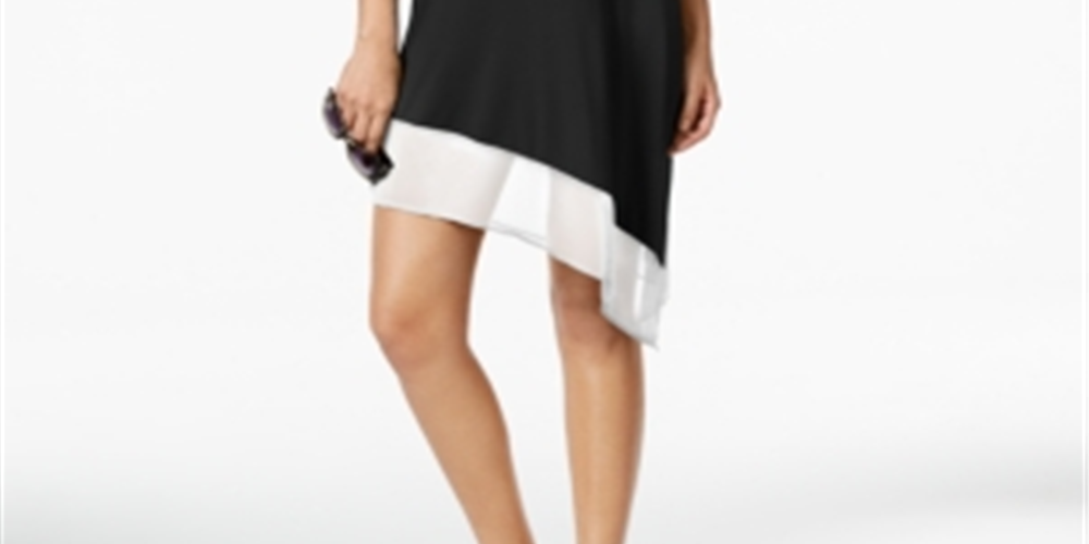 Calvin Klein Women's Asymmetrical Swim Cover up Tank Dress Black Size Small