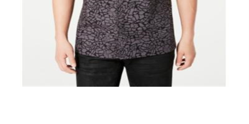 INC International Concepts Men's Animal Print Camp Shirt Gray Size Small