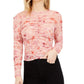 Bar III Women's Floral Print Ruched Top Pink Size 2XL