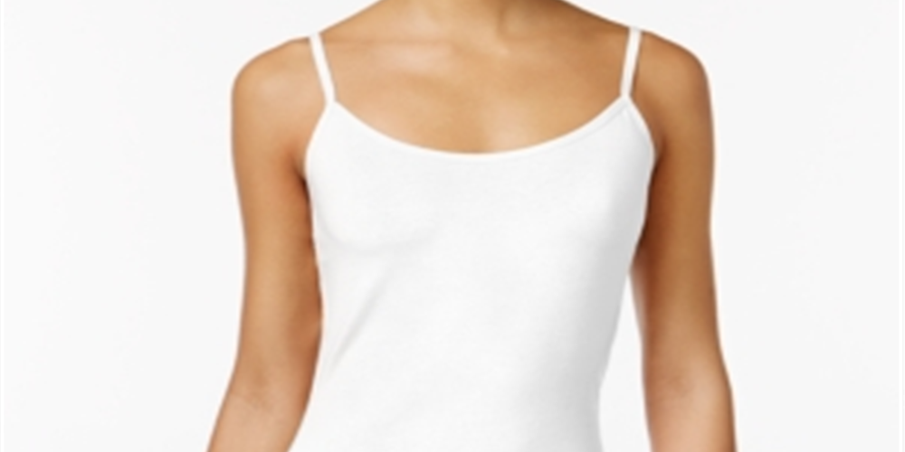 Planet Gold Women's Stretch Adjustable Spaghetti Strap Scoop Neck Tank Top White Size X-Small