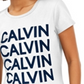 Calvin Klein Women's Flocked Stacked Logo Tee White Size X-Large