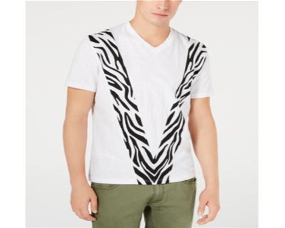 INC International Concepts Men's Pieced Zebra T-Shirt White Size Small