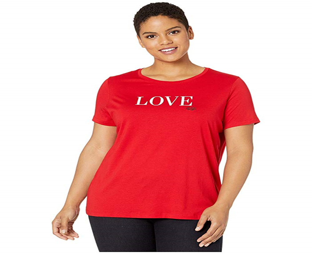 Ralph Lauren Women's Plus Love Cotton Blend Tee Red Size 2X