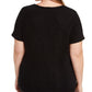 Bar III Women's Trendy Plus Textured Sparkle T-Shirt Black Size 1X
