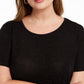 Bar III Women's Trendy Plus Textured Sparkle T-Shirt Black Size 1X