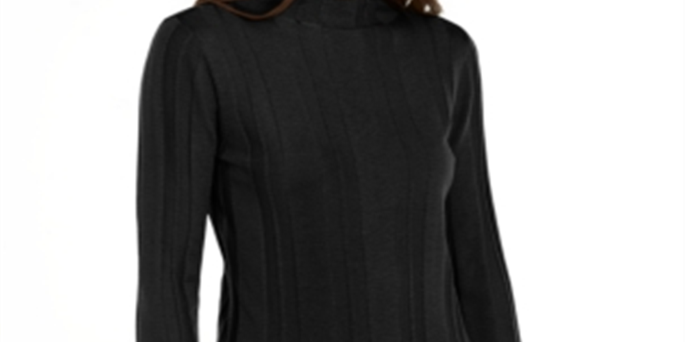 INC International Concepts Women's Solid Turtleneck Sweater Black Size Small