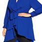 City Chic Women's  Trendy Plus Shibara Surplice Wrap Top -Blue Size M/18