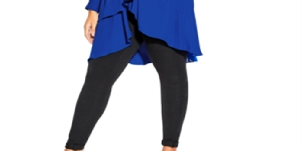 City Chic Women's  Trendy Plus Shibara Surplice Wrap Top -Blue Size M/18