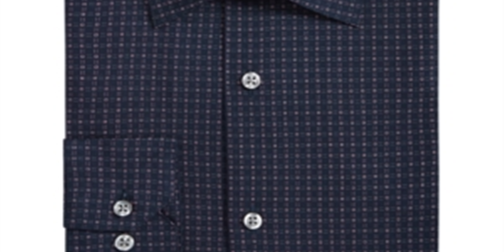 Alfani Men's Box Dobby Printed Regular Fit Button Down Shirt Blue Size -S