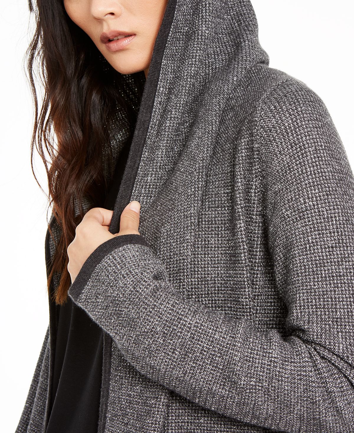 Eileen Fisher Women's Organic Hooded Cardigan Gray Size Petite Large