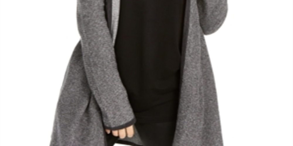 Eileen Fisher Women's Organic Hooded Cardigan Gray Size Petite Large
