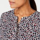 JM Collection Women's Printed Pleated Back Top Black Size Petite S