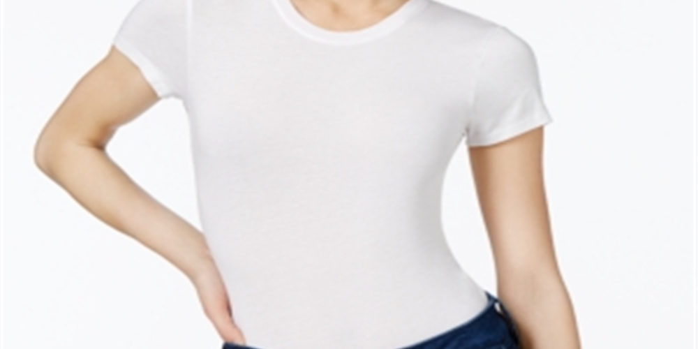 Guess Women's Short Sleeve Bodysuit White Size XS