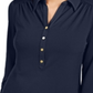 Charter Club Women's 3/4 Sleeve Polo Top Blue Size Petite XL
