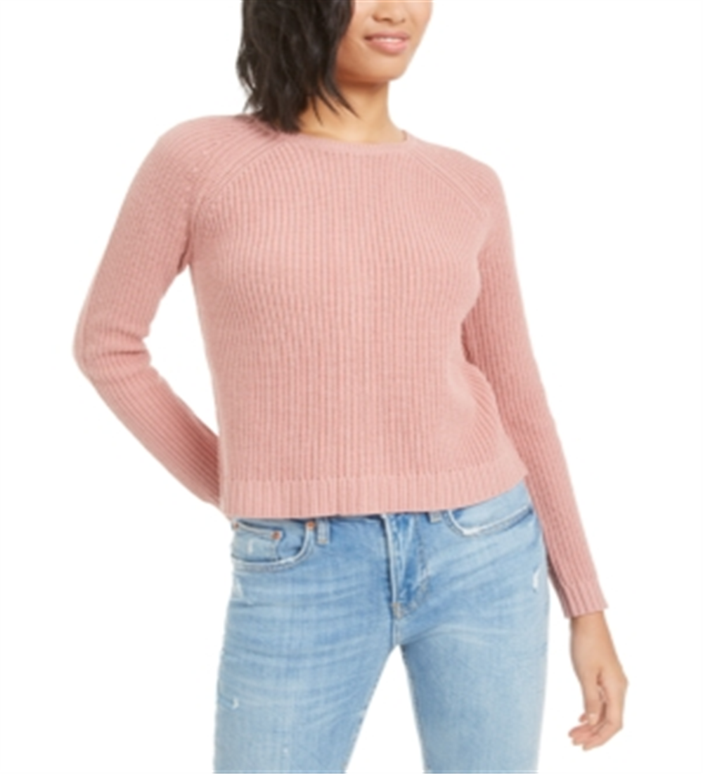 Bar III Women's Zip Back Ribbed Sweatshirt Mauve Size S