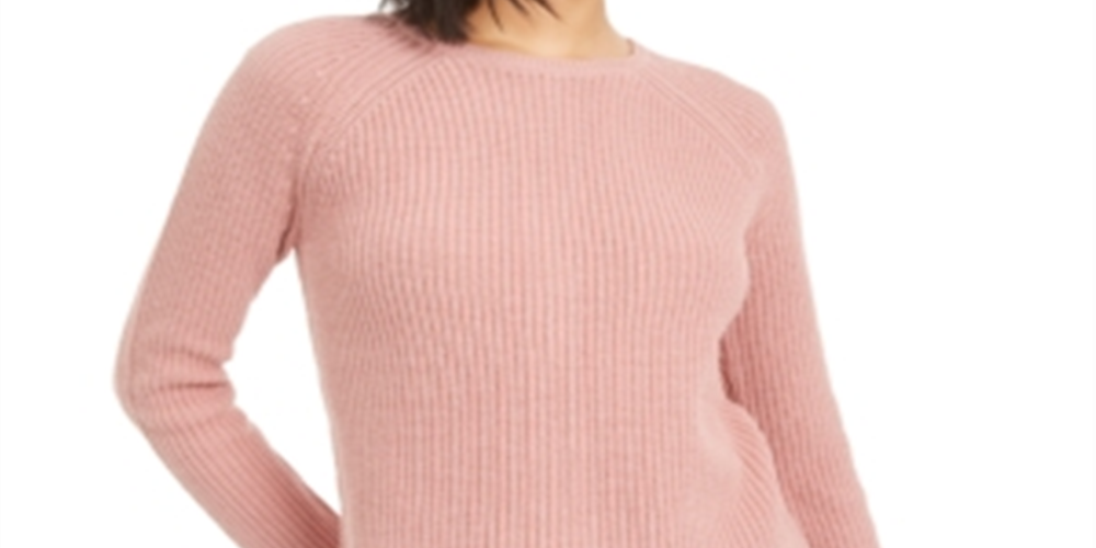 Bar III Women's Zip Back Ribbed Sweatshirt Mauve Size S