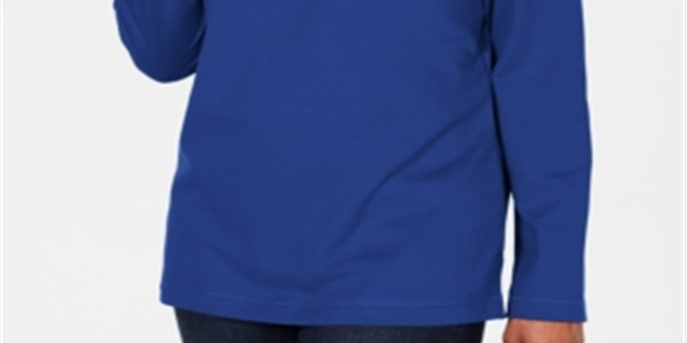 Karen Scott Women's Sport Cowl Neck Top Blue Size X-Large
